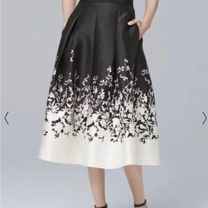 🖤 White House Black Market Floral Pleated Midi Skirt 0 – Pockets!
